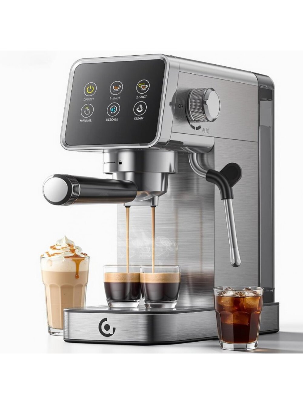Self-Cleaning Espresso Machine, 20 Bar Coffee Maker, Platinum Finish, Coffee
